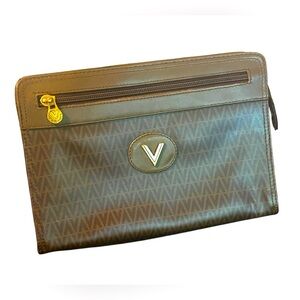 V-Emblem Brown Clutch Bag